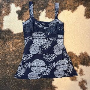 Calvin Klein Jeans Navy and White Floral Tank Top